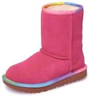 Ugg Big Kids Classic Short Ii Rainbow Girls Suede Winter Boot Pink Us 5 / Eur 37
