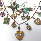 Lucy Isaacs Heart Angel Key Locket Charms Necklace 2 Pair Matching Earrings