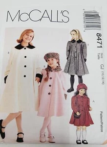 McCalls 8471 Swing Coat and Hat Girls Sz 10 12 14 Sewing Pattern Kids Childs - Picture 1 of 3