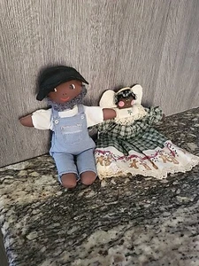 Guardian Angel And Farmer Handmade Black African Americana Doll Cloth Set - Picture 1 of 9