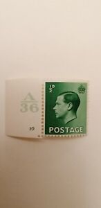 1936 King Edward VIII Definitves Stamps SG 457 green 1/2d with control in margin