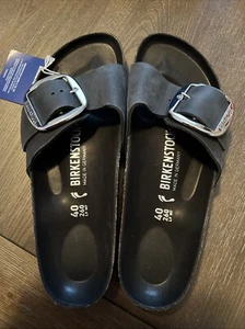 BIRKENSTOCK Madrid Big Buckle #1006523 In Black Silver Buckle Women’s 9 Men’s 7 - Picture 1 of 8