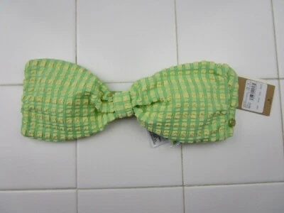 Billabong Wave Check Betty Bandeau Green Yellow Women's M/10 Bikini Top Swimwear - Image 1 of 4