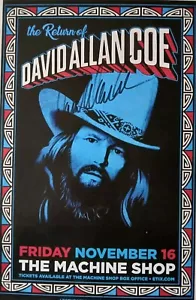 Poster concerto concerto firmato DAVID ALLAN COE 11x17 negozio automatico 2018 raro - Foto 1 di 4