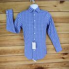 Roundtree & Yorke Dress Shirt Slim Fit Non-Iron Mens Size 14.5 x 33 Blue Checks