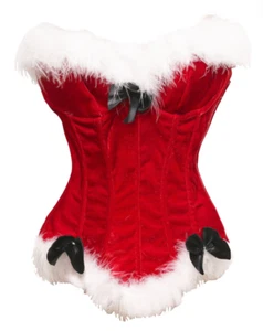Cincher donna vita sexy Babbo Natale corsetto + perizoma - rosso - 2XL (CST9) - Foto 1 di 2