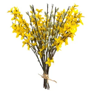Künstlicher Osterstrauß Osterzweige Weidenkätzchen Forsythie Frühlingsdeko GELB - Bild 1 von 3
