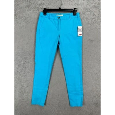 Calça Michael Kors Feminina 0 Azul Perna Magra Cintura Baixa Preppy Frente Plana Feminina NOVA - Imagem 1 de 4