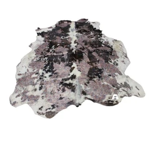 Estampado de flores en cuero de vaca tricolor - 85 x 73 pulgadas - cuero de vaca premium - Imagen 1 de 6