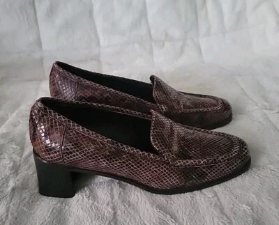 Zapatos de salón Sesto Meucci marrón con patrón de serpiente de cuero con tacón ancho para mujer talla 6 M Foto 1 de 4