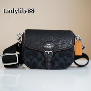 NWT Coach CQ187 Amelia Small Saddle Bag In Signature Denim Leather $328 - Picture 1 of 15