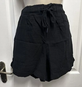 Womens Gap Relaxed Drawstring Black Linen Shorts BNWT Free Post - Picture 1 of 16