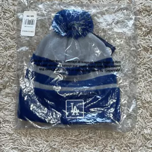 Men's Los Angeles Dodgers Fanatics Royal Blue & Grey Cuffed Knit Hat with Pom - Picture 1 of 5