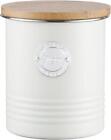 Typhoon Living Steel Sugar Canister Cream With Wooden Lid Kitchen Storage Tin 1L