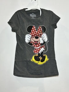 Disney Girls Minnie Mouse Short Sleeve Glitter Graphic T-Shirt, Grey, M 7/8 - Picture 1 of 2