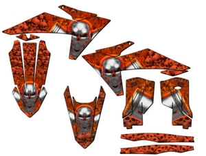 2023-2024 SXF FLAMING GEARHEAD Orange Senge Graphics Kit Compatible with KTM - Foto 1 di 10