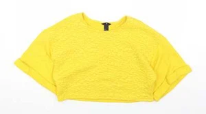 H&M Womens Yellow Round Neck Cotton Blend Jumper Size M - Picture 1 of 12