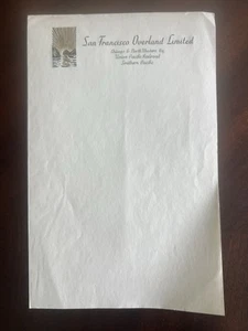 1940s San Francisco Overland Limited Letterhead Southern Pacific Railroad Trains - Picture 1 of 5