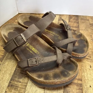 Birkenstock Damen 41 Leder Braun Metallic Mayari Criss Cross Toe Strap - Bild 1 von 6