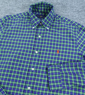 Ralph Lauren Shirt Mens Medium Green Blue Plaid Lightweight Flannel Soft Pony - Image 1 of 4