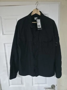 CP Company Mens Cotton Ripstop Overshirt Black L RRP £355 - Picture 1 of 4