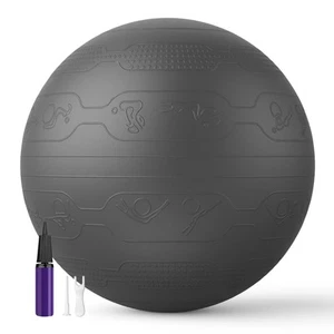 Palla Fitness Con Pattern Di Pose Fitball 65cm Con Pompa Pallone Ginnastica Yoga - Foto 1 di 12