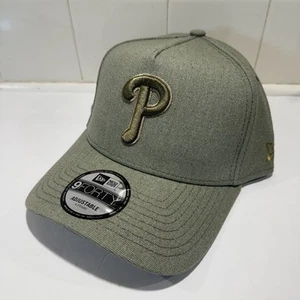 Philadelphia Phillies New Era 9Forty A-Frame SnapBack Adjustable Olive Green Hat - Picture 1 of 6