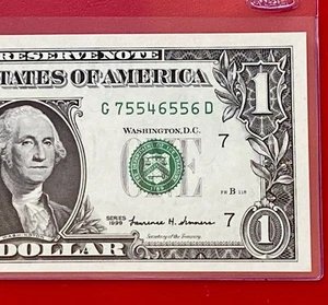 1999 $1 Dollar Bill FRN, ( CHICAGO G ) UNCIRCULATED BANKNOTE. - Picture 1 of 3