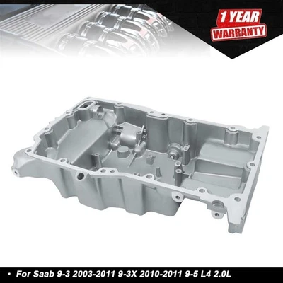 Engine Oil Pan w/ Drain Plug For Saab 9-3 2003-2011 9-3X 2010-2011 9-5 L4 2.0L - Image 1 of 4