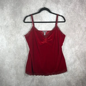 APT.9 Cami Tank Top Womens XL Red Velour Lace Y2K Whimsigoth Fairy Romantic - Picture 1 of 9