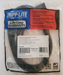 Tripp Lite P512-010 VGA Monitor Cable Video 10ft Gold (HD15 M/M) New Sealed - Picture 1 of 1