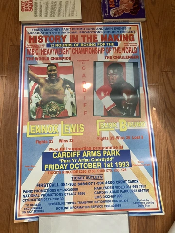 1993 Lennox Lewis Vs. Frank Bruno On-site Boxing Poster Rare Find Nice Condition Cover