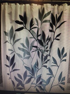 target 70 x 72 in. Shower Curtain in White with Black & Gray Leaves - Picture 1 of 1