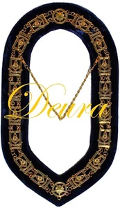 Freimaurer Halsband Past Master Golden mit blauer Rückseite DMR-200GB - Bild 1 von 6