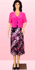 DANNY & NICOLE size 10 pink/black/white 2-piece set jacket/dress polyestr/spandx - Picture 1 of 20