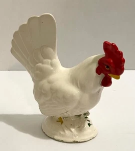 WHITE CERAMIC ROOSTER FIGURINE, 5.25" TALL AT TAIL, 5" LONG - Picture 1 of 1