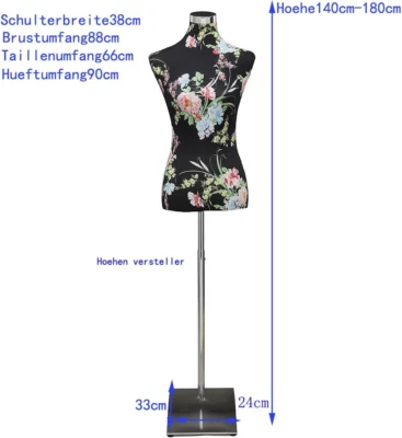 JLSUN Schneiderpuppe Damenbüste Büste Torso Gr.36/38 BO Schwarzrot