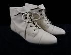 Vintage Maine Woods Booties 8.5 Leather Shoe Ivory Bone Parsons 90s Granny boot