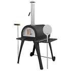 Wood-Fired Pizza Oven & Smoker, Large Outdoor, Side Shelves & Stand