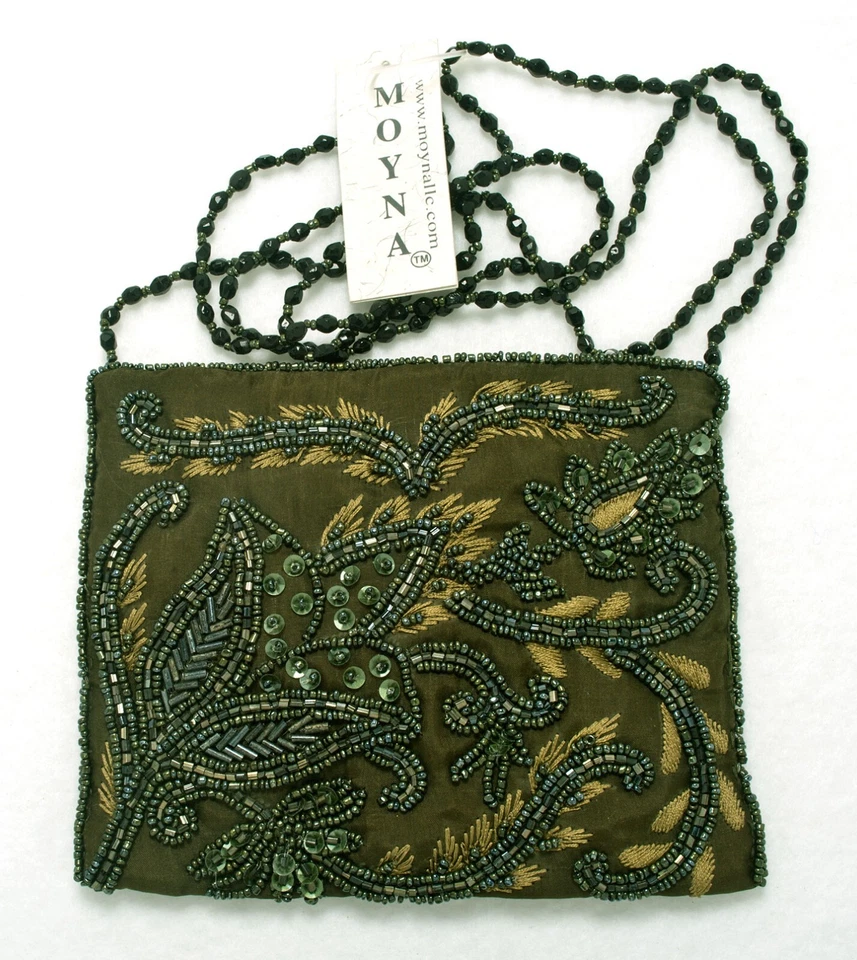 MOYNA Beaded Clutch/Handbag satin lined with pocket, magnetic snap closure - Image 1 of 1