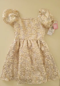 Rare Editions Girls Dress Gilded Glamour Gold Flower Wedding Party Christmas 12 - Picture 1 of 1