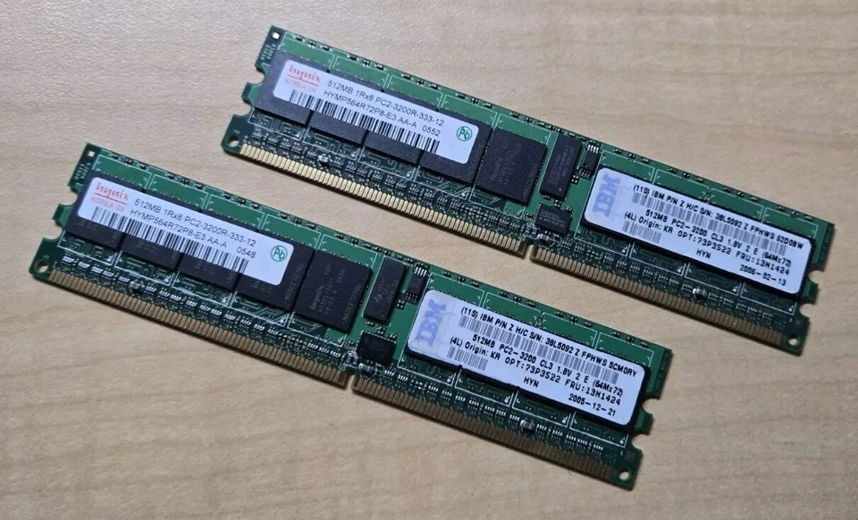 1GB Ram -2pcs 512mb PC2-3200R-333 DDR400 SDRAM Memory ECC Matched Pair HP 345112 - Image 1 of 1