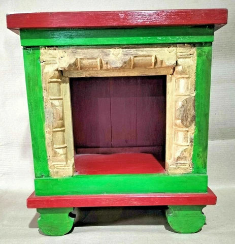 Reclaimed Wooden temple storage Rack distressed handpainted shabby chic patina Cover