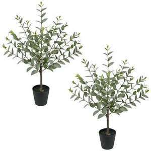 Artificial Eucalyptus Plant 22'' Tall Realistic Fake Plants Foliage in Black ... - Picture 1 of 6