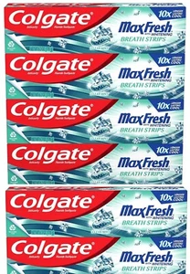 (6) Colgate Max Fresh Whitening Toothpaste w/Mini Strips, Clean Mint 6.3 oz Each - Picture 1 of 1