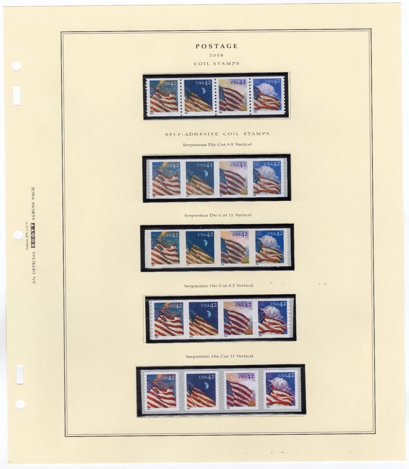 Scott #4231a-4235a-4239a-4243a-4247a Flag Coil Stamps on Album #76 Page 5 - MNH - Image 1 of 1
