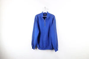 Vintage 90s St Croix Shop Mens XL Ribbed Knit Half Zip Pullover Sweater Blue USA - Picture 1 of 9