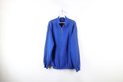 Vintage 90s St Croix Shop Mens XL Ribbed Knit Half Zip Pullover Sweater Blue USA - Image 1 of 4