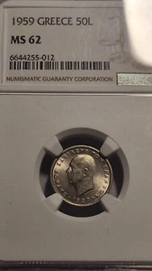 GREECE - 50 LEPTA 1959 NGC MS 62 - Picture 1 of 3
