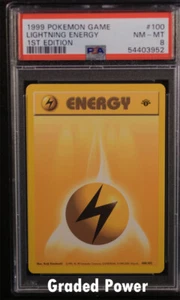 Base Set 1st Edition Lightning Energy PSA 8 (3952) 100/102 Pokemon  - Picture 1 of 1